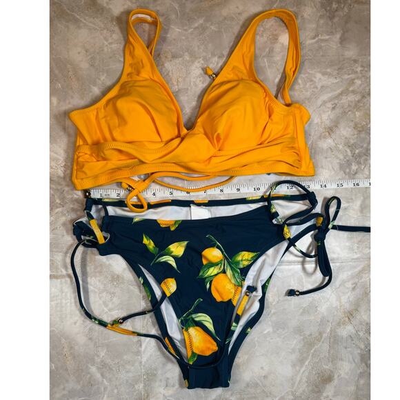 NWT Cupshe Lemon & Sunshine Bikini Sz Medium - Picture 4 of 6